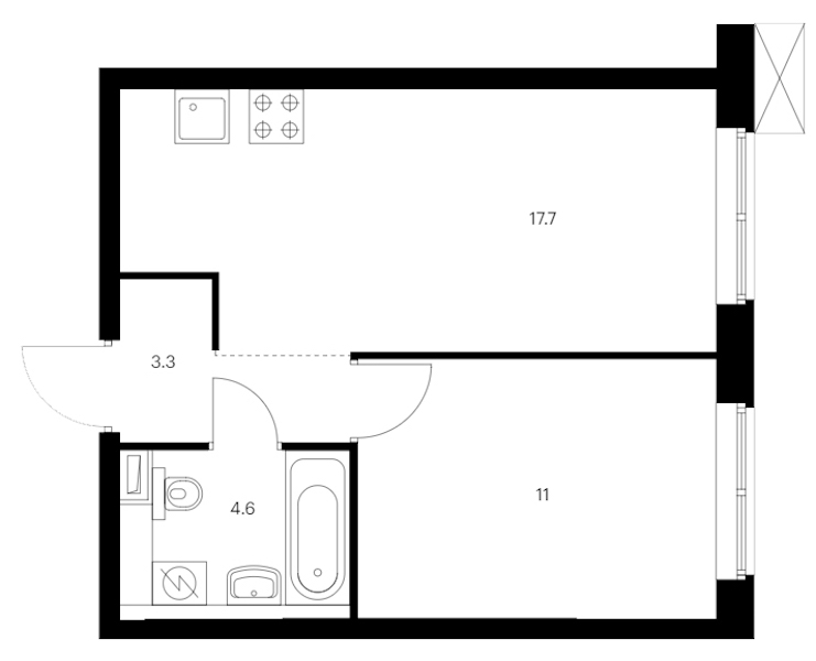 1-комнатная квартира 36.6 м², 12/12 эт., ЖК «Шкиперский 19»